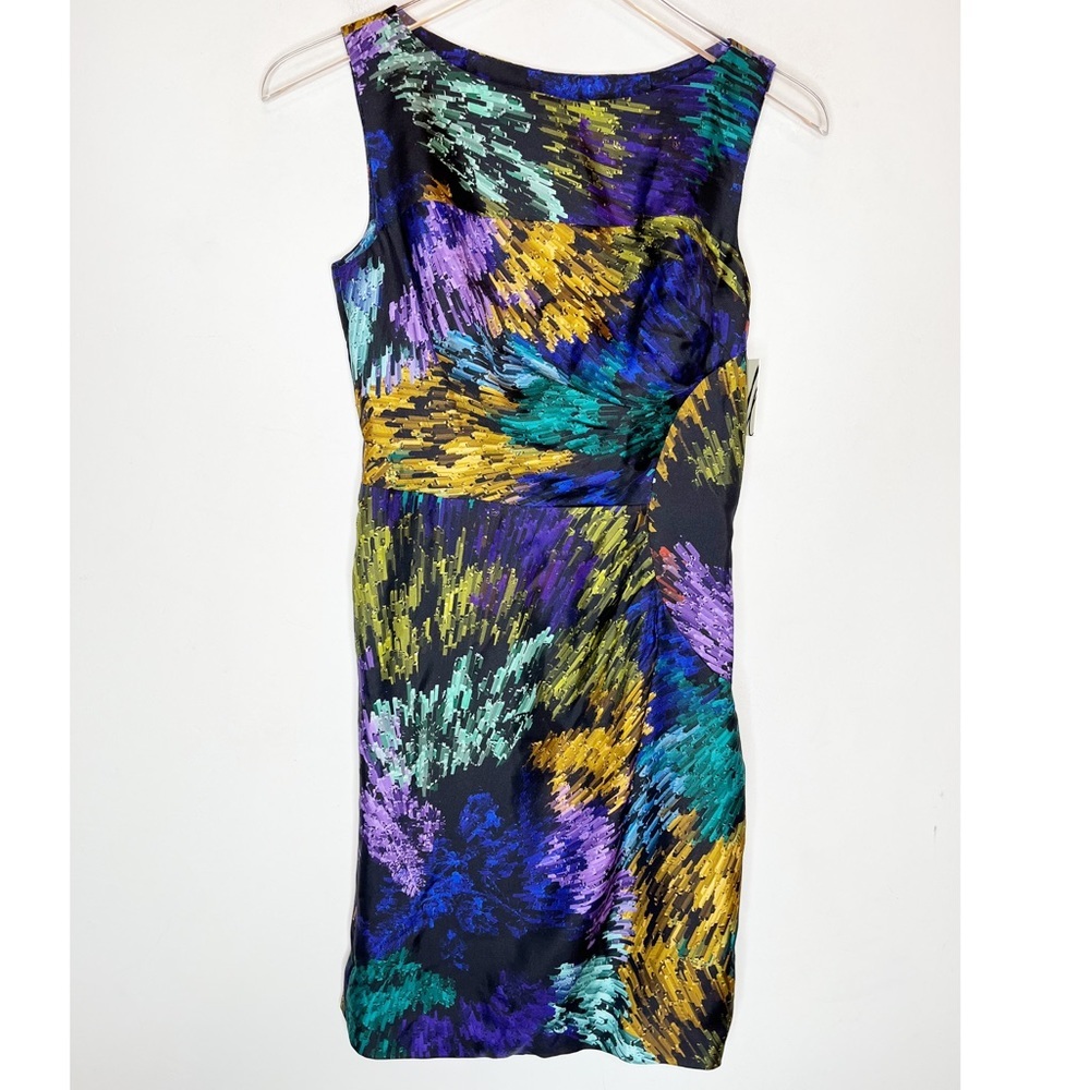 Milly Abstract Print Silk  Dress in Multi Color. Size 2